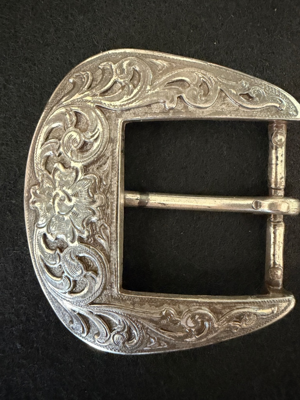 Vintage Silver Plated 1995 Western Floral Belt Buckle